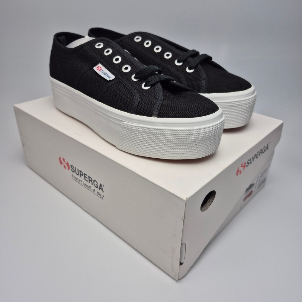 Superga 2790 Black & White Platform Sneakers Women's Size 9.5 Shoes Unisex